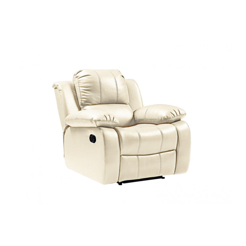 Arberie 102cm Wide Faux Leather Standard Recliner, Cream