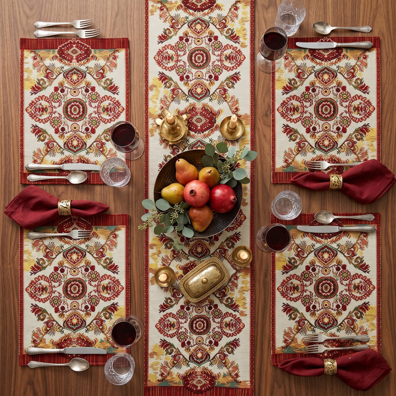 Chemin de table Paisley, L 72 po x l 1 po, Noir