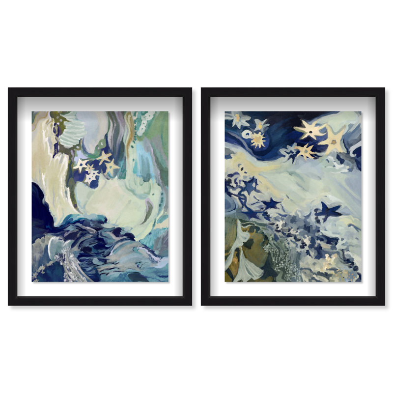 Mermaid Dream Set Set by Oliver Gal, 43"H x 35"W, Black Shadowbox