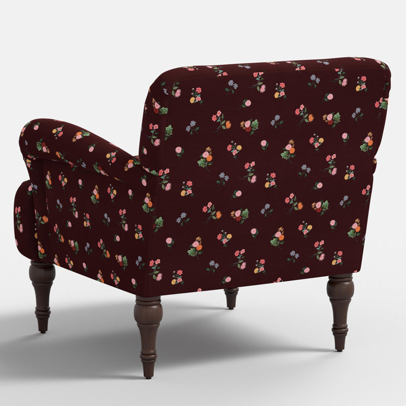 Bristol Armchair In Ditsy Dahlia Burgundy, Espresso, Ditsy Dahlia Burgundy