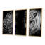 Léopard et tigre en noir - 3 pièces, cadre flottant, impression sur toile-1110340485-1110340484