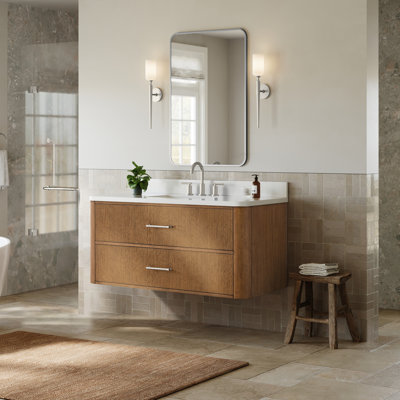 Ensemble de meuble-lavabo mural simple 48 po en noyer grillé Francesca