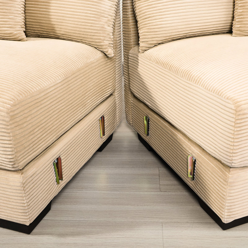Coussin modulaire surdimensionné de 130 po en velours côtelé modulaire à 3 places avec siège modulaire mobile, épais et confortable pour la lecture, texture veloutée luxueuse