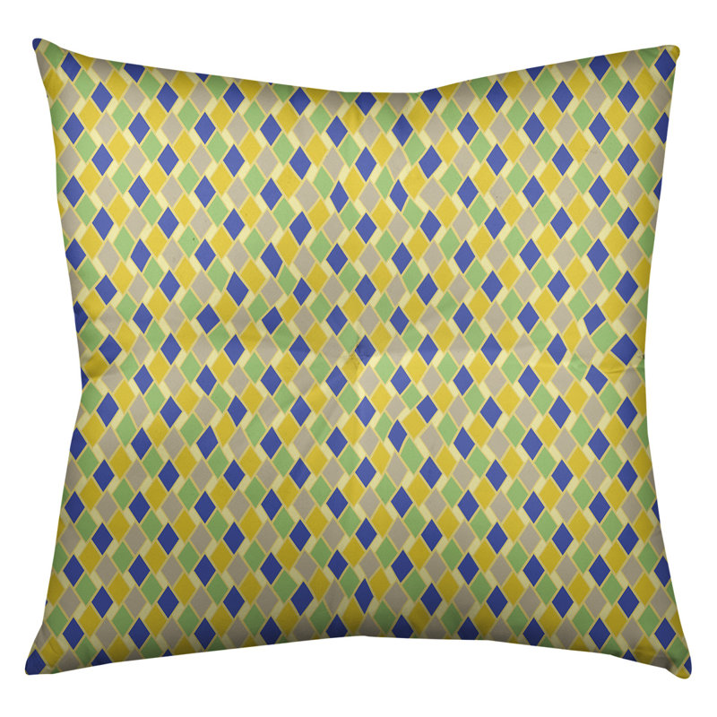 Coussin Katelyn Elizabeth, 30 po x 30 po, Jaune / Bleu