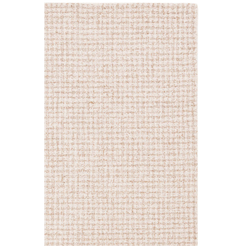 Alletha Ebony Hand Tufted Wool Jute Cotton Solid Color Rug in Gold/Beige, Rectangle 5' x 8'
