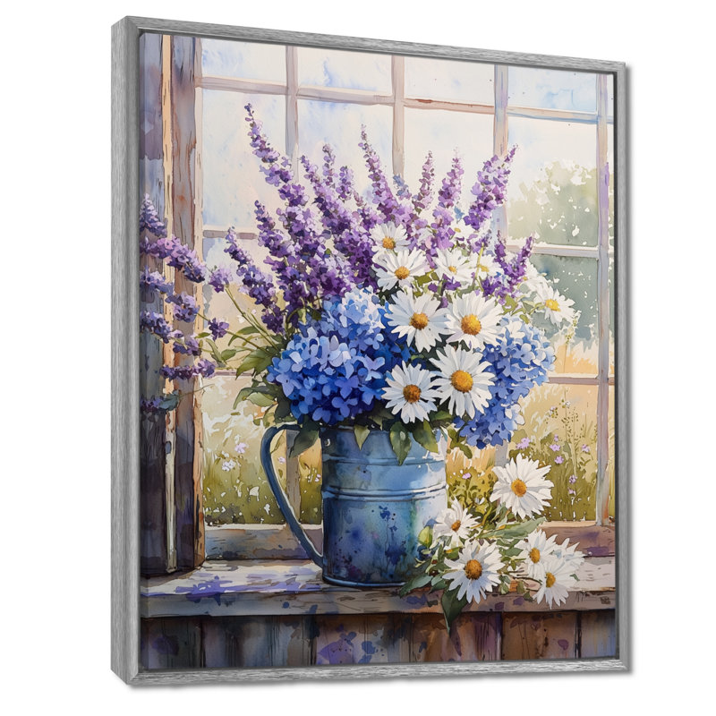 Champlin - art mural floral, H 32 po x l 24 po, Impression encadrée flottante, Argent argent