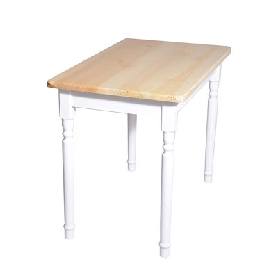 Haruhi Pine Rectangular Unfinished Wood Top Dining Table with Wood Base