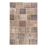 Gray color hand knotted Turkish Patch work 5'11'' X 9'2''