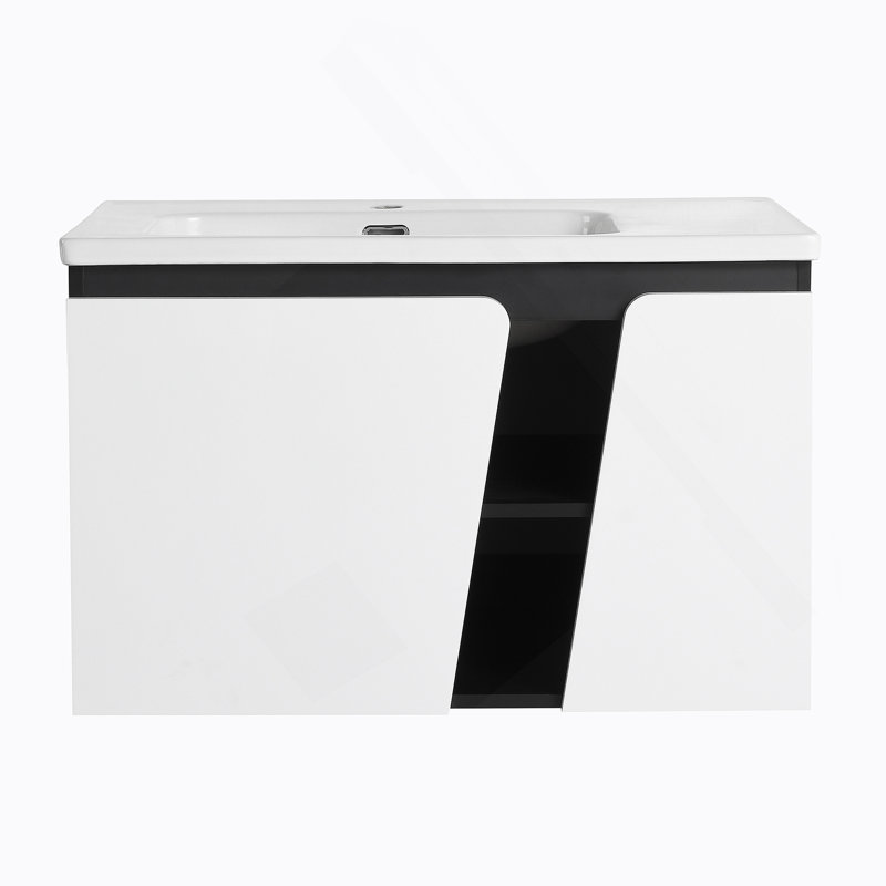 Meuble-lavabo mural flottant 32 po avec lavabo simple et porte d'armoire à fermeture en douceur 32 po, 32"