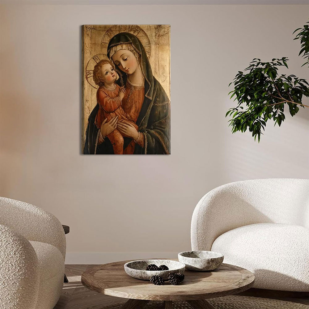 Dakota Fields Framed Retro Virgin Mary Canvas Wall Art Our Lady And ...