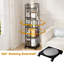 5 Tiers 360° Rotating Metal Bookcase With Wheels