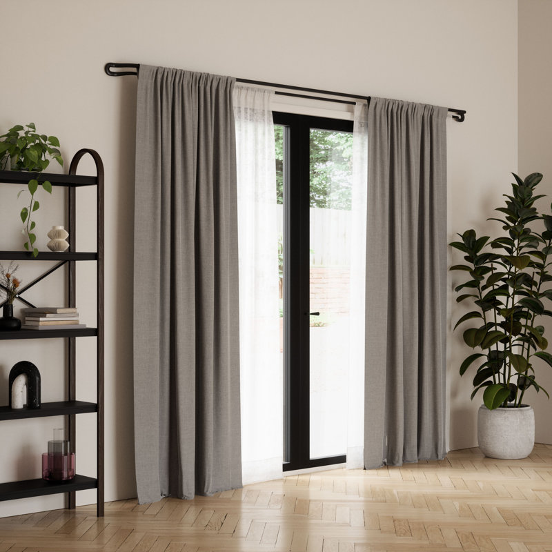 Matte Black Adjustable Double Curtain Rod 42-120"