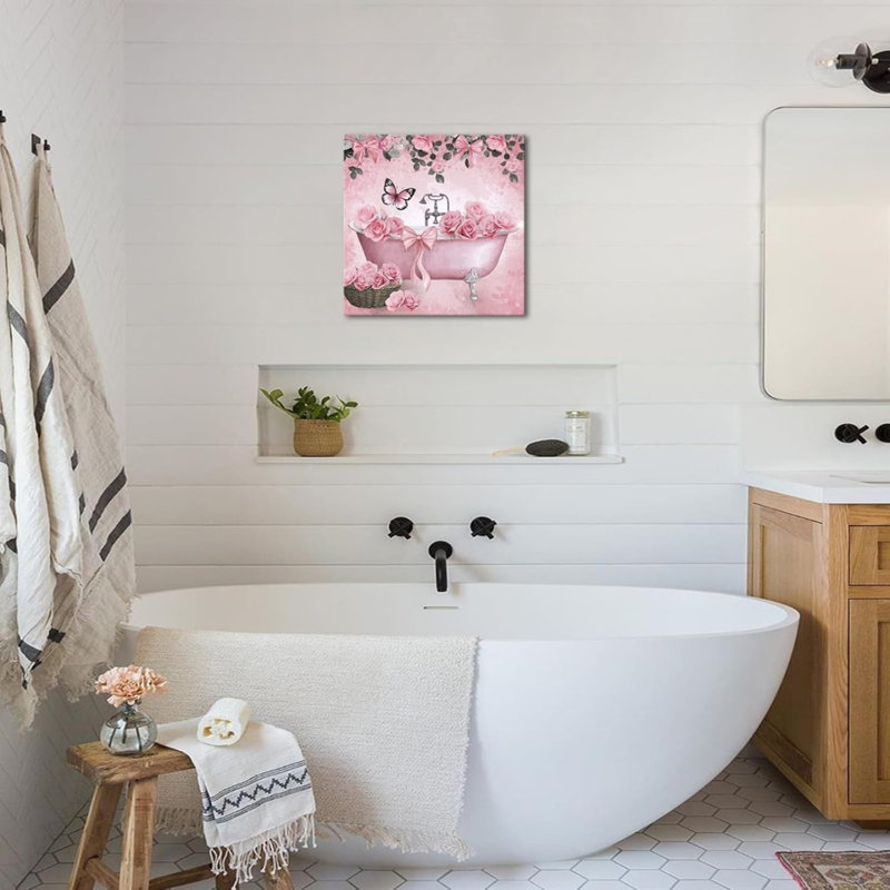 Art mural sur toile rose 16 "x 16"