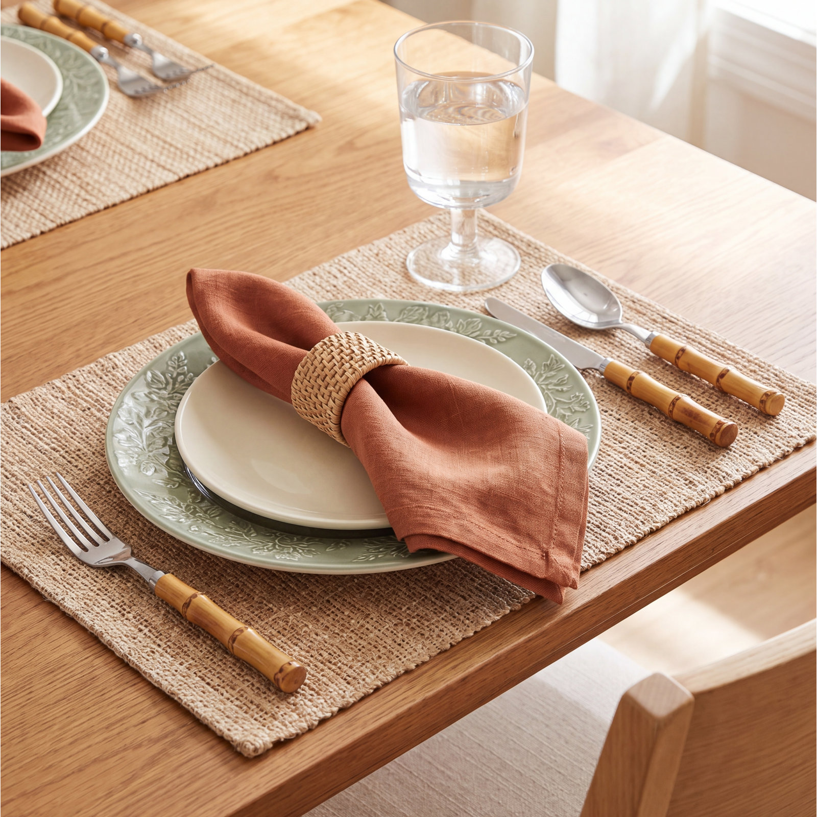 Caliban Reversible Linen Napkin, Terracotta