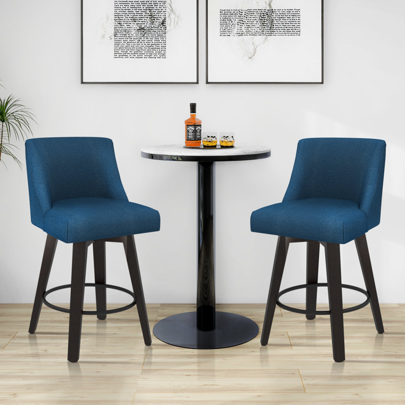 Hokku Designs & Makiba 360° Swivel Counter Height Bar Stool - CertiPUR-US Foam, Solid Wood Frame, Linen Upholstery, 4