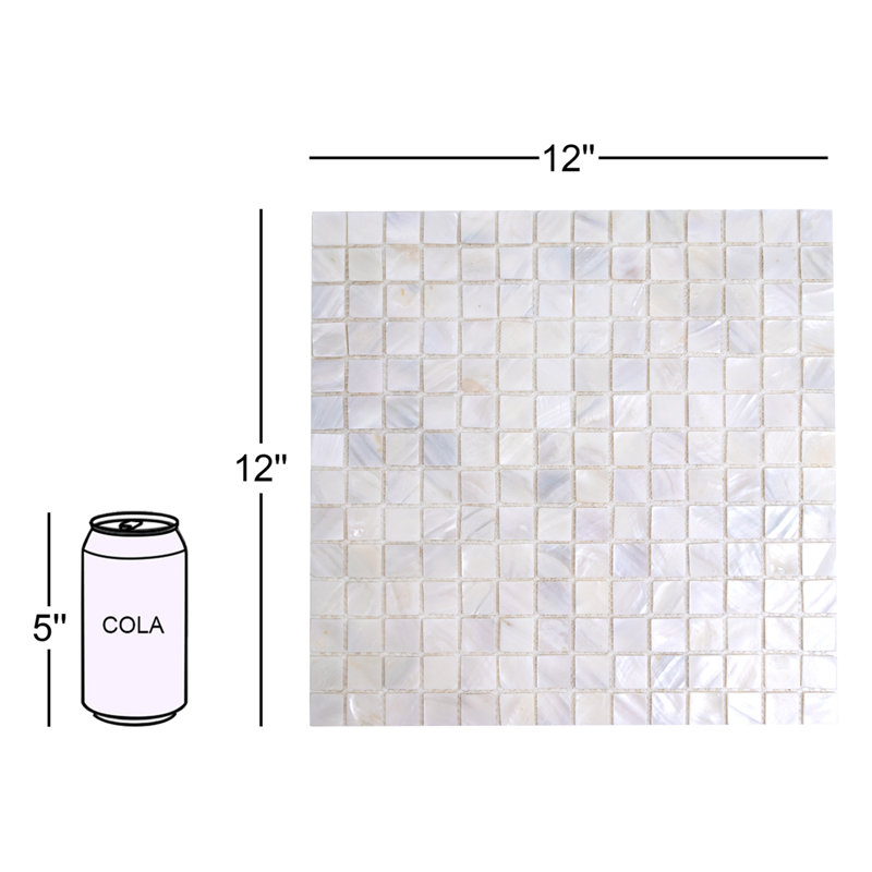 Mother of Pearl 0.8" x 0.8" Seashell Grid Mosaic Tile, Arctic Breeze