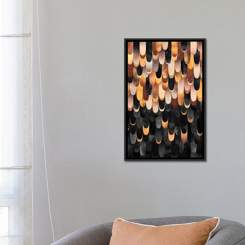 «Feathered - Copper & Black» par Elisabeth Fredriksson - impression sur toile tendue, H 26 po x l 18 po x P 1,5 po