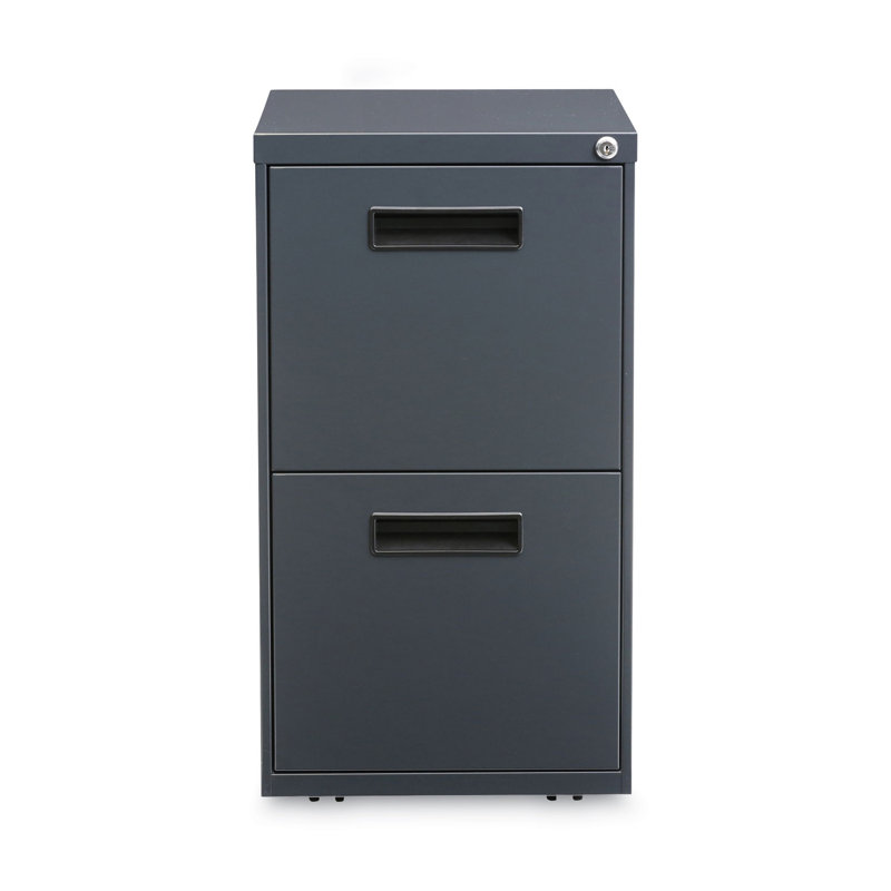 Charcoal 2-Drawer Mobile Steel File Cabinet with Lock
