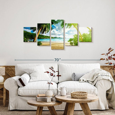 " Sunny Seychelles Beach Trees " 5 - Pieces