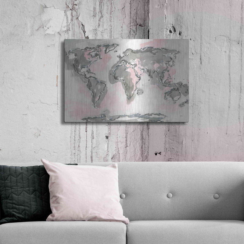 «World Map Blush» par Chris Paschke, H 24 po x l 36 po