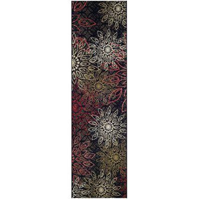 Tapis intérieur noir multicolore Sauget