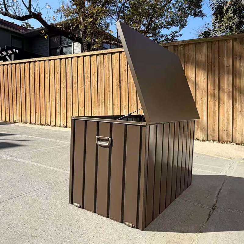 PURPLE LEAF Outdoor Deck Box 100 Gallon Waterproof Lockable Storage Box Container with Lid Deck Organization for Patio Cushions Side Table Pool Accessories Garden Tools, Brown
