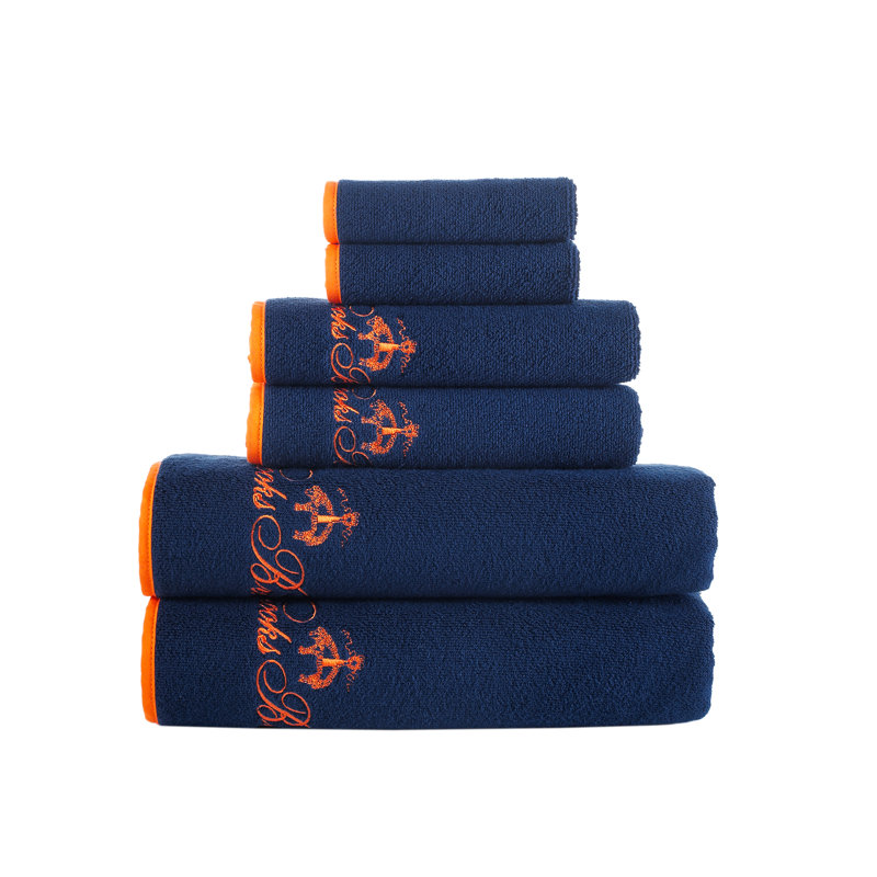 Ensemble de 4 serviettes en coton turc 4 pièces, Marine, 6 Piece Towel Set