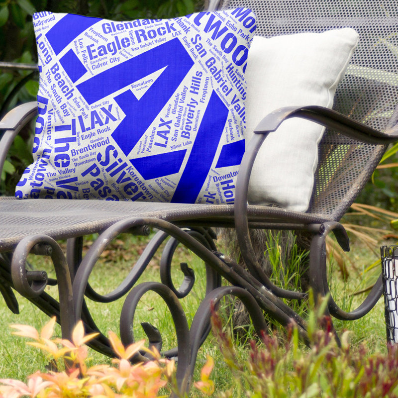 Coussin intérieur/extérieur los angeles, Oui, Bleu, H 18 po x l 18 po