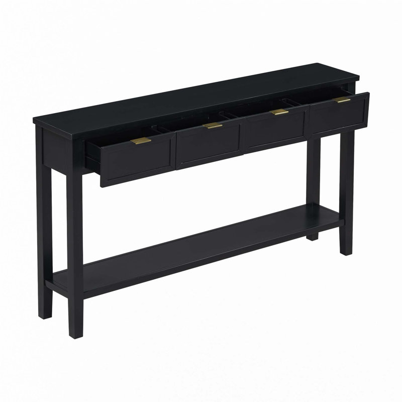 Console contemporaine de haute qualité avec 4 tiroirs spacieux, Noir