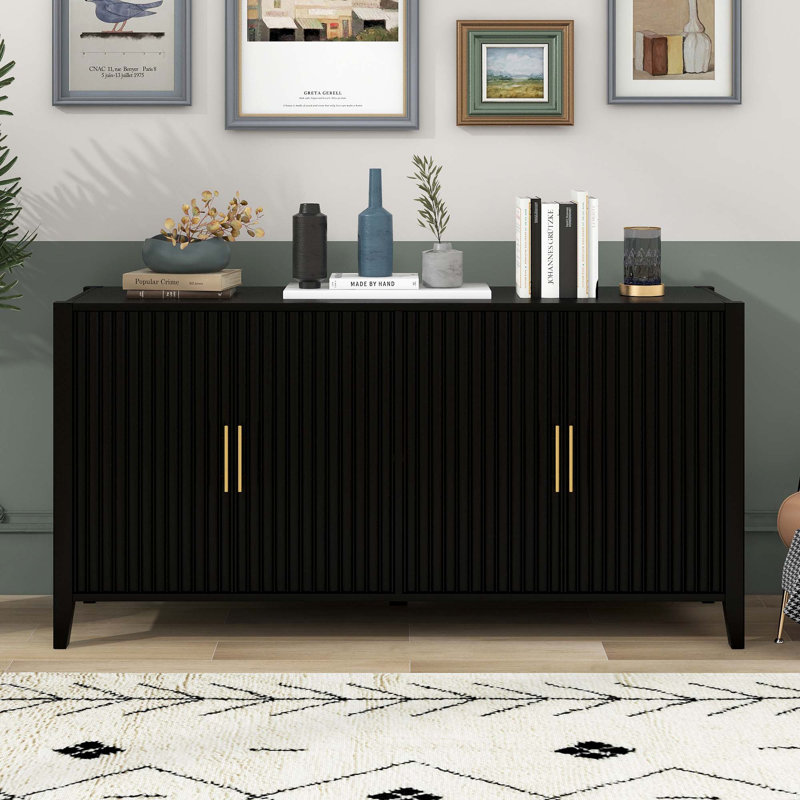 Condola Sideboard,Buffet table,Dining cabinet,Office credenza with Excellent Storage Performance, Black
