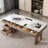 Beige Rectangular Sintered Stone Desk,5-Solid Wood drawer-78391483