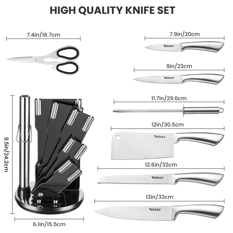 Knife Set 19 Pieces TICWELL Kitchen Black Knife Set with Acrylic