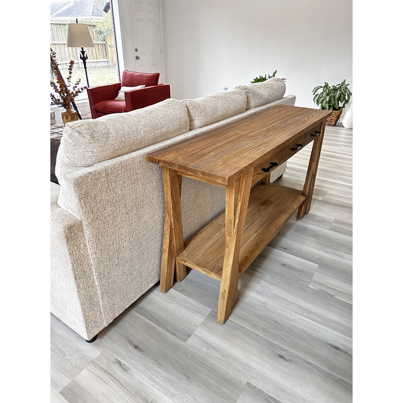 Console rustique en teck recyclé, 31" H x 47" W x 16" D