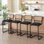 Tabouret de bar et de comptoir rembourré avec dossier en rotin Marlow-881468635-882574117-882574118
