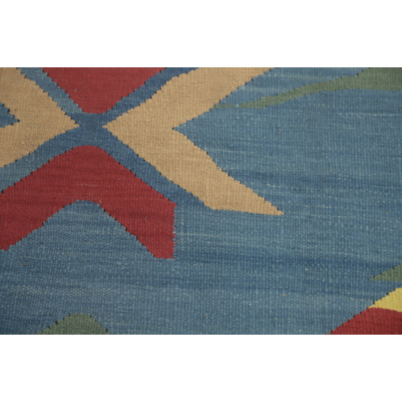 Tapis carré bleu Kilim 8 x 8