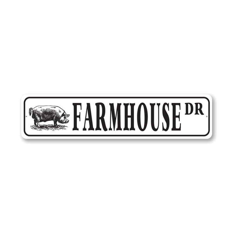 Farmhouse Street Aluminum Sign, 6" H x 24" W x 0.06" D