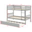 Lit superposé modulaire en bois avec lit gigogne, conception convertible et garde-corps de sécurité-1399028226