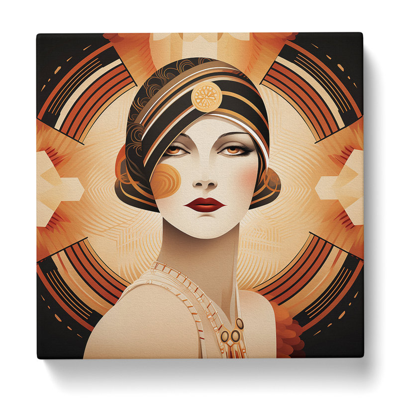 Art Deco Woman Boho - Print, 50cm H x 50cm W x 3cm D