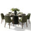 Ensemble de table de salle à manger pour 6 personnes avec table ronde et 6 chaises d'appoint rembourrées-1704426730