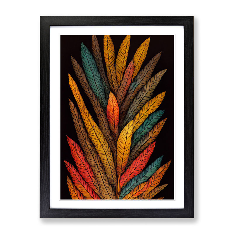 FRM-V0523-1002X Forest Leaf Indian Vol.2 - Picture Frame Print, 64cm H x 46cm W x 2cm D, Black Framed