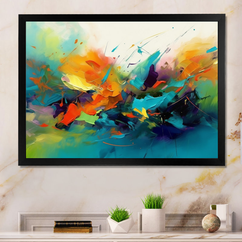 Encre liquide Byrge Orange Blue Transcendent II, Cadre simple noir, H 12 po x l 20 po x P 1 po