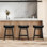 Ensemble de 3 tabourets de bar à hauteur de comptoir pour comptoir de cuisine avec tabourets de bar de style campagnard moderne avec siège sans dossier en similicuir et pieds en métal de 24 po