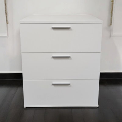 Commode blanche à trois tiroirs Morgan