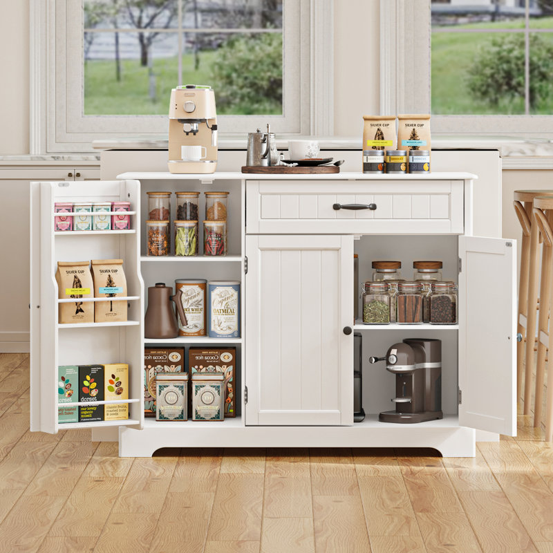 Bayview 33” Kitchen Pantry with 3 Doors, 1 Drawer, Refrigerator-Style Doors, Adjustable Shelves, Standalone Storage Cabinet, Solid and Engineered Wood, Multiple Finish Options