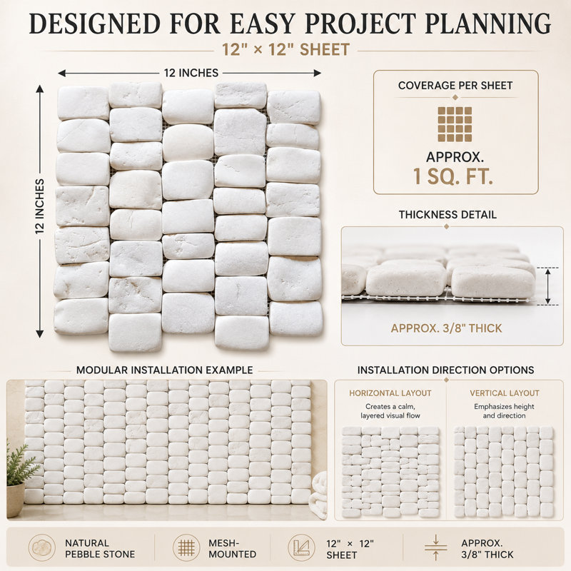 CNK White Pebble Wall Strip