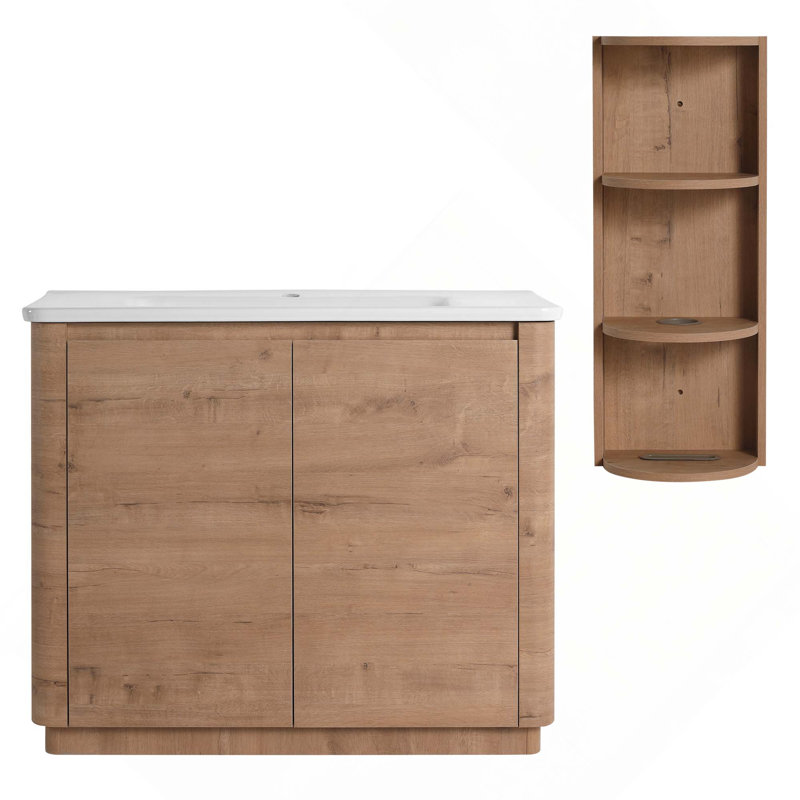 40" Freestanding Bathroom Vanity With Ceramic Sink & 2-Soft-Close Door And Storage Rack, KD-Packing