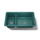 Iron Tones 33" L x 18.75" W Large/Medium Double-Bowl Kitchen Sink