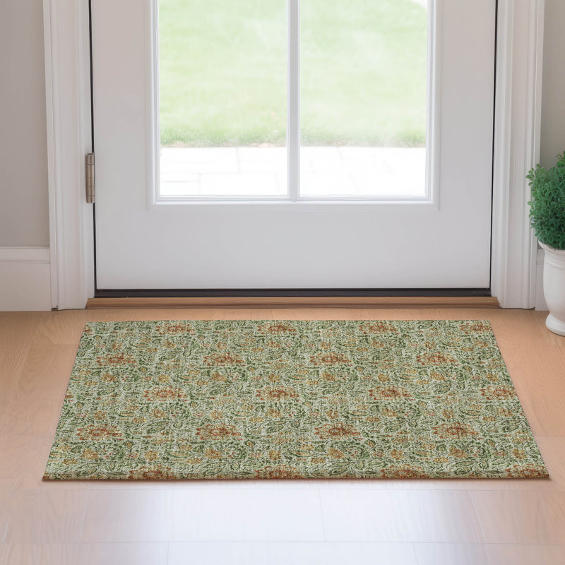 Premium Machine Washable Chandra Aloe Rug, Rectangle 1'8" x 2'6"