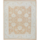 Hand Knotted Wool Oriental Area Rug in Rust/Light Blue