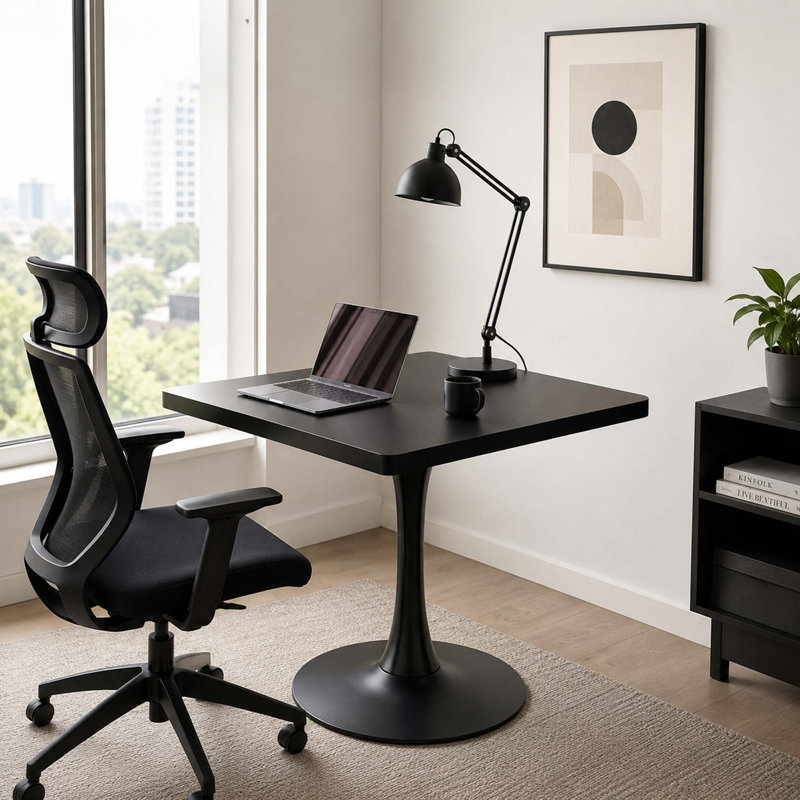 Table bistro Tulip, 28.7" H x 27.6" W x 19.7" D, Black